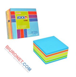 Karteczki przylepne Stick'n, 76 x 76 mm, kostka 400 kartek, mix kolorów niebieski mix neon