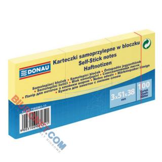 Karteczki samoprzylepne Donau, żółty bloczek 100 kartek 38 x 51 mm - 3 bloczki