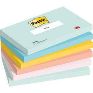 Karteczki samoprzylepne Post-it Beachside 76x127 mm, komplet pastelowych bloczków 6 x 100 kartek