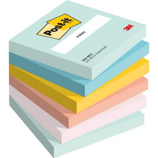 Karteczki samoprzylepne Post-it Beachside 76x76 mm, komplet pastelowych bloczków 6 x 100 kartek