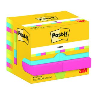 Karteczki samoprzylepne Post-it paleta Energetyczna 38x51 mm, komplet bloczków 12 x 100 kartek