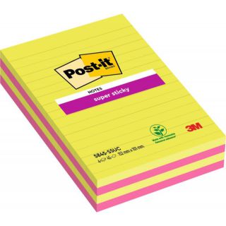 Karteczki samoprzylepne Post-it Super Sticky 127 x 203 mm, 2 kolory bloczków w linie 4 x 45 kartek