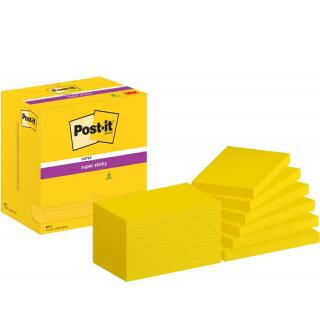 Karteczki samoprzylepne Post-it Super Sticky 76 x 127 mm, neonowe żółte bloczki 12 x 90 kartek