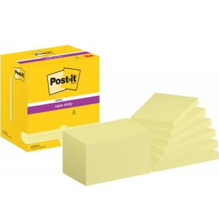 Karteczki samoprzylepne Post-it Super Sticky 76 x 127 mm, żółte bloczki 12 x 90 kartek