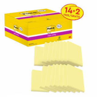 Karteczki samoprzylepne Post-it Super Sticky 76 x 127 mm, żółte bloczki 16 x 90 kartek