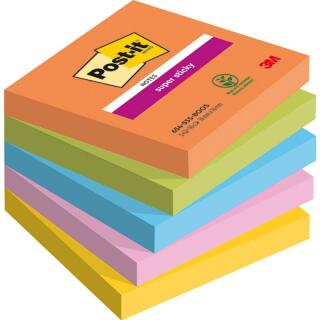 Karteczki samoprzylepne Post-it Super Sticky 76 x 76 mm, kolekcja Boost, 5 kolorów bloczków 5 x 90 kartek