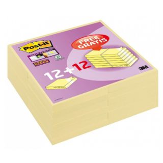 Karteczki samoprzylepne Post-it Super Sticky 76x76 mm, żółte 24 bloczki x 90 kartek