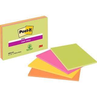 Karteczki samoprzylepne Post-it Super Sticky Meeting 149 x 200 mm, 4 kolory, bloczki na spotkania 4 x 45 kartek