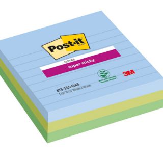 Karteczki samoprzylepne Post-it Super Sticky Oasis 101x101 mm, zestaw bloczków w linie 3 x 70 kartek