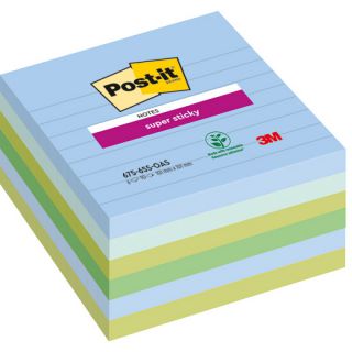 Karteczki samoprzylepne Post-it Super Sticky Oasis 101x101 mm, zestaw bloczków w linie 6 x 90 kartek