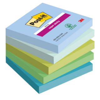 Karteczki samoprzylepne Post-it Super Sticky Oasis 76x76 mm, zestaw bloczków 5 x 90 kartek