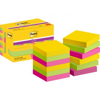 Karteczki samoprzylepne Post-it Super Sticky Playful 47,6x47,6 mm, zestaw bloczków 12 x 90 kartek