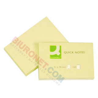 Karteczki samoprzylepne Q-Connect, bloczek 100 kartek, kolor żółty 51 x 76 mm