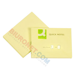 Karteczki samoprzylepne Q-Connect, bloczek 100 kartek, kolor żółty 76 x 102 mm