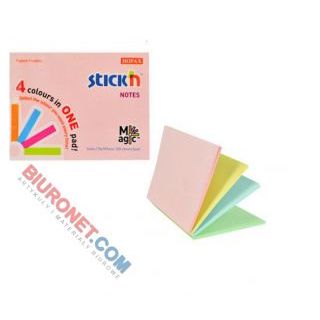 Karteczki samoprzylepne Skick'n Magic Pad 76x101 mm, 4 pastelowe kolory 4 x 25 kartek