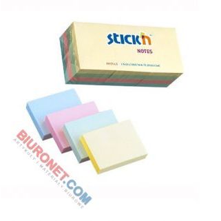 Karteczki samoprzylepne Stick'n 38 x 51 mm, 4 kolory pastelowe 12 x 100 kartek
