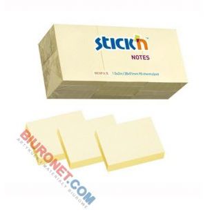 Karteczki samoprzylepne Stick'n 38 x 51 mm, żółte 12 x 100 kartek