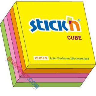 Karteczki samoprzylepne Stick'n, 51 x 51 mm, 250 kartek, mix kolorów neonowych mix neon