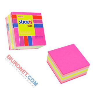 Karteczki samoprzylepne Stick'n, 51 x 51 mm, 250 kartek, mix kolorów neonowych różowy mix neon
