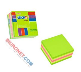 Karteczki samoprzylepne Stick'n, 51 x 51 mm, 250 kartek, mix kolorów neonowych zielony mix neon