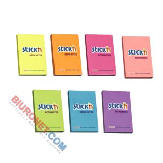 Karteczki samoprzylepne Stick'n 51x76 mm, neonowy bloczek 100 kartek zielony