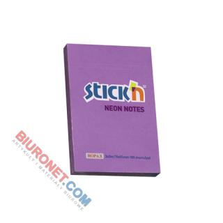 Karteczki samoprzylepne Stick'N 51x76mm, bloczek 100 kartek, kolory neonowe fioletowy