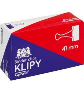Klips biurowy Grand Binder Clip, czarne klamerki, 12 sztuk w kartoniku 41 mm