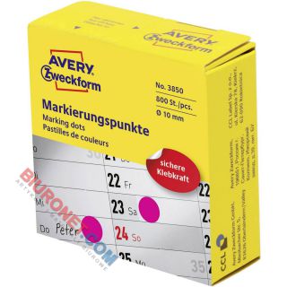 Kółka do zaznaczania Avery Zweckform Marking Dots 10mm, dyspenser, 800 sztuk różowe