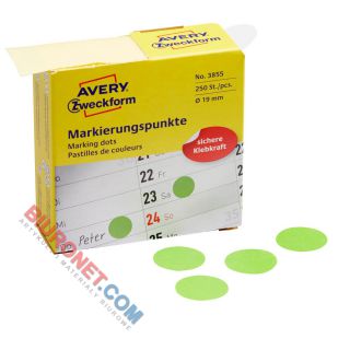 Kółka do zaznaczania Avery Zweckform Marking Dots 19mm, dyspenser, 250 sztuk zielone