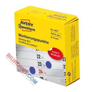 Kółka do zaznaczania Avery Zweckform Marking Dots 19mm, dyspenser, 250 sztuk niebieskie