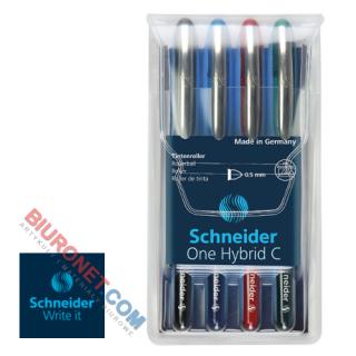 Komplet piór kulkowych Schneider One Hybrid C w etui, 0,3mm 4 kolory