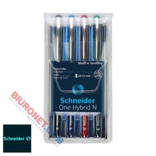 Komplet piór kulkowych Schneider One Hybrid N w etui, z końcówką igłową 0,3mm 4 kolory