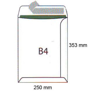 Koperty B4, samoprzylepne z paskiem HK, białe 250 sztuk
