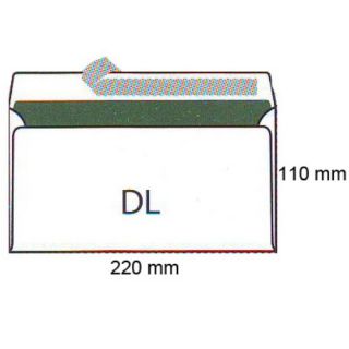 Koperty DL, samoprzylepne z paskiem HK, białe 50 sztuk