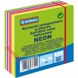 Kostka Donau, karteczki samoprzylepne 76x76 mm, 400 kartek, neonowa mix zielony