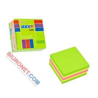 Kostka karteczek samoprzylepnych Stick'n 51 x 51 mm, zielony mix 4 kolorów neonowych i pastelowych 1 x 250 kartek