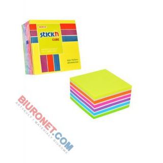 Kostka karteczek samoprzylepnych Stick'n 76x76 mm, 6 kolorów neonowych 1 x 400 kartek