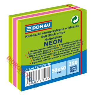 Kostka mini Donau, karteczki samoprzylepne 50x50 mm, 250 kartek, neonowa mix zielony