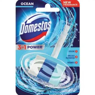 Kostka toaletowa Domestos 3w1 40g, zawieszka do WC ocean