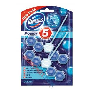 Kostka toaletowa Domestos Power5 55g x 2 sztuki, zawieszka do WC zapach oceanu