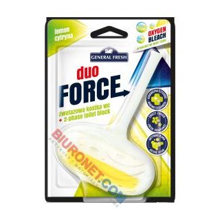 Kostka toaletowa Duo Force General Fresh 40g, dwufazowa zawieszka do WC cytrynowa