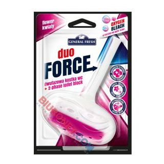 Kostka toaletowa Duo Force General Fresh 40g, dwufazowa zawieszka do WC kwiatowa