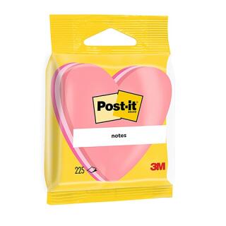 Kostki samoprzylepne Post-it w kształcie serca, bloczek 3 kolory 1 x 225 kartek