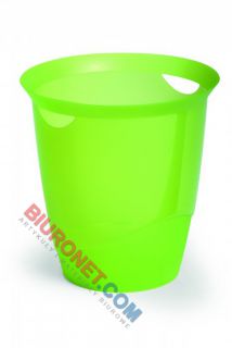 Kosz biurowy Durable, plastikowy, pojemność 16 litrów zielony transparentny