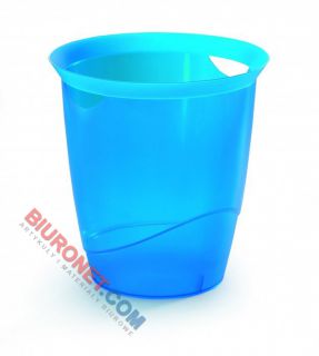 Kosz biurowy Durable, plastikowy, pojemność 16 litrów niebieski transparentny