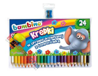 Kredki ołówkowe Bambino, grube, + temperówka 24 kolory