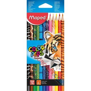 Kredki ołówkowe Maped Color'Peps Animals, trójkątne 12 kolorów