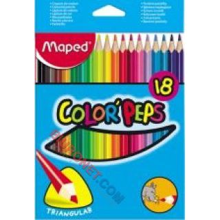 Kredki ołówkowe Maped Color'Peps Jumbo, grube, trójkątne 18 kolorów
