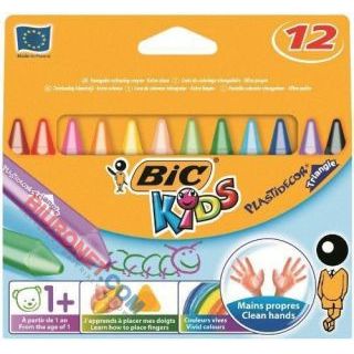 Kredki świecowe BIC Plastidecor, trójkątne 12 kolorów