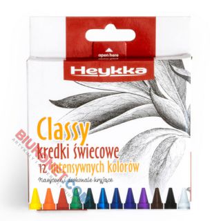 Kredki świecowe Heykka Classy, bezzapachowe, mocne kolory 12 kolorów
